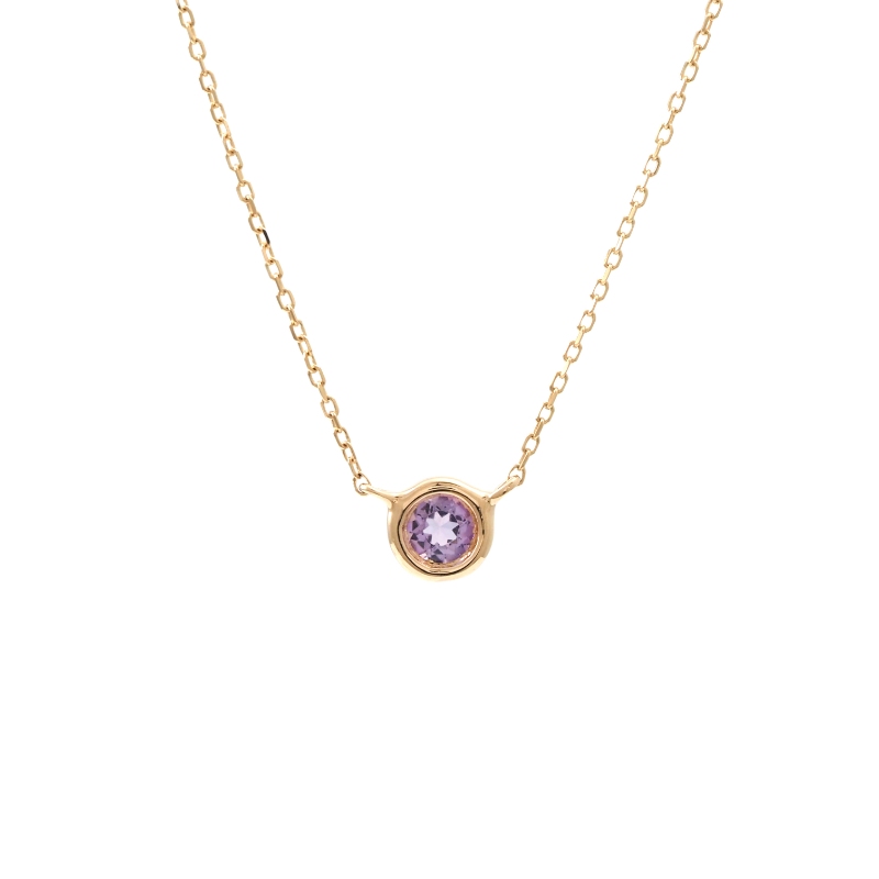 14K YG AMETHYST BEZEL NECKLACE