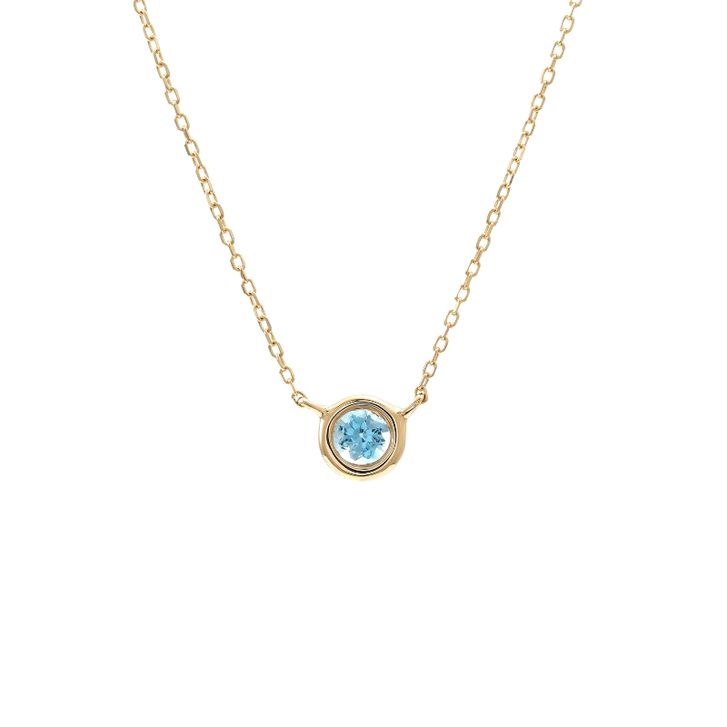 14K YG BLUE TOPAZ BEZEL NECKLACE