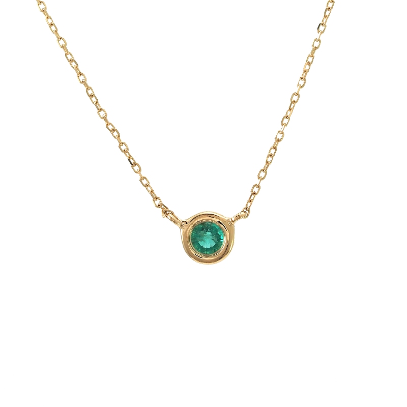 14K YG EMERALD BEZEL NECKLACE