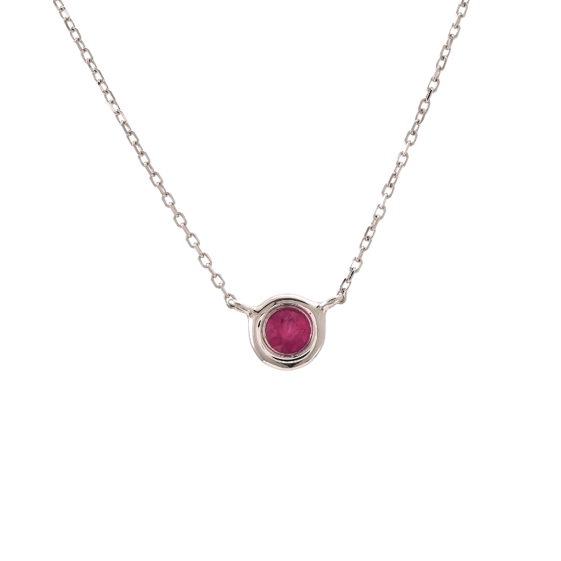 14K WG RUBY BEZEL NECKLACE
