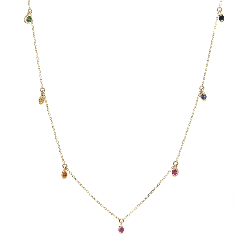 MULTI-GEM FASHION NECKLACE (16+2
