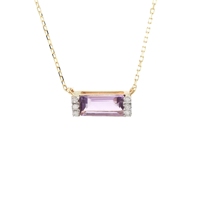 PINK AMETHYST AND DIAMOND NECKLACE (14RG)
