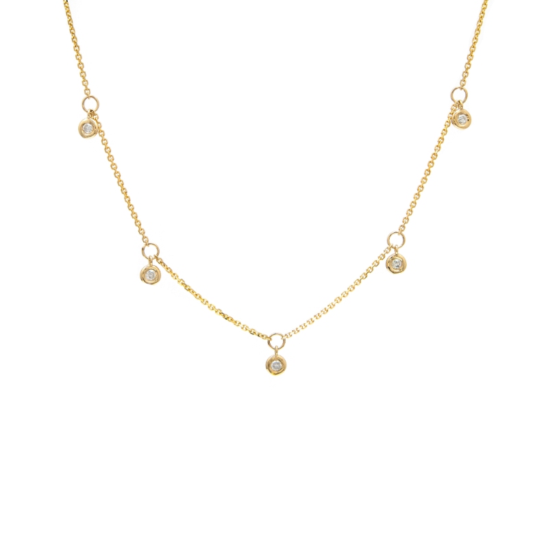 DIA BY THE YARD NECKLACE 5 STONES (YG/16+2