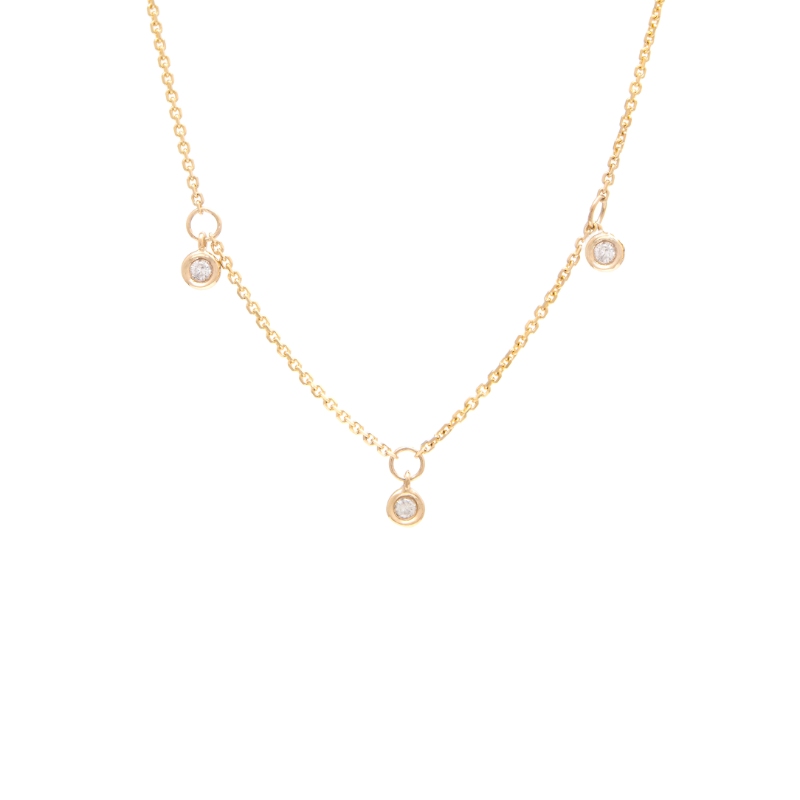 DIAMOND BY THE YARD NECKLACE 3 STONES (YG/16+2