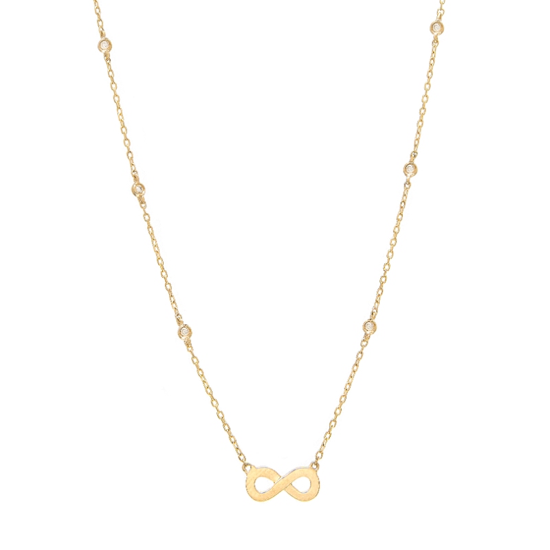 INFINITY SHAPE NECKLACE W/ BEZEL SET DIAMONDS/14K