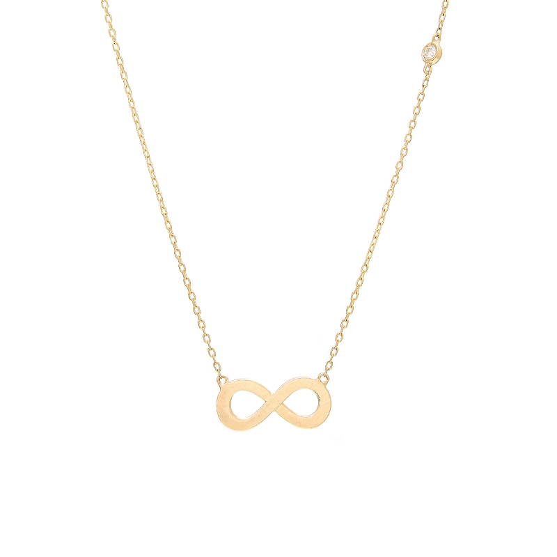 INFINITY SHAPE NECKLACE W/ BEZEL SET DIAMOND (14K)