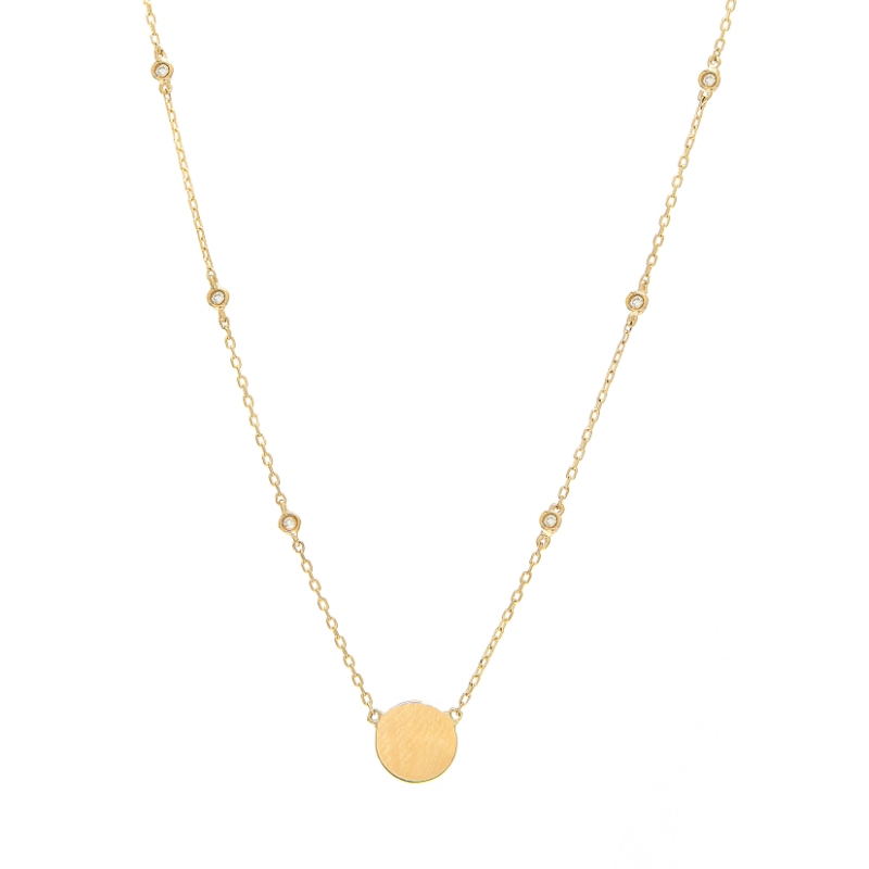 DIAMOND DISK SHAPE NECKLACE (14KYG) (16+2