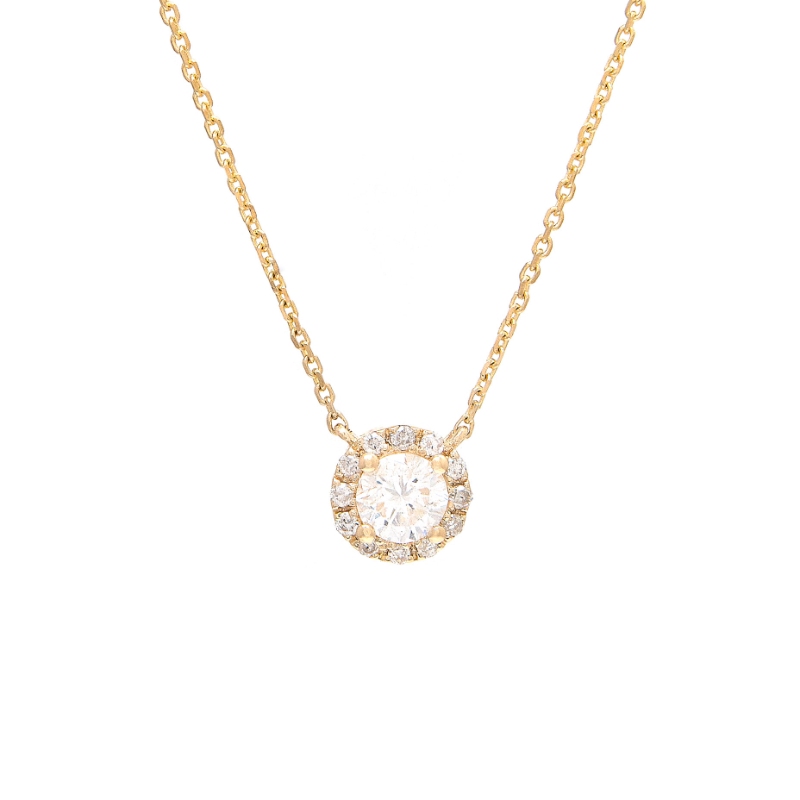 DIAMOND HALO FASHION NECKLACE (14K)(16+2