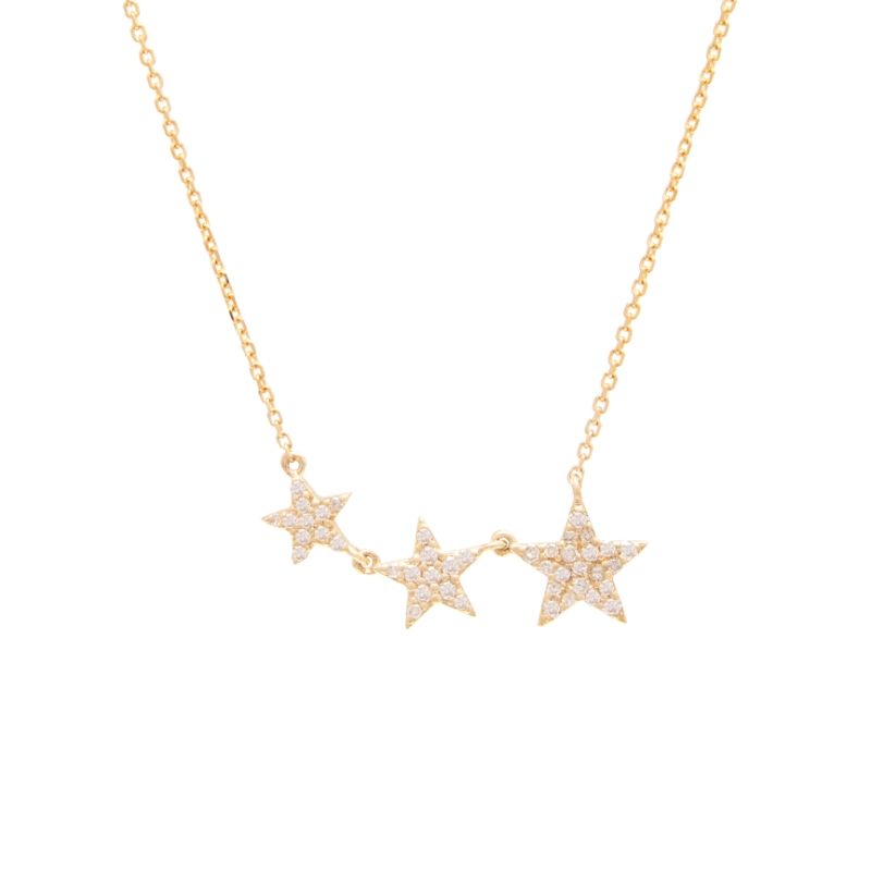 THREEE DIAMOND STAR NECKLACE (14KYG) (16+2