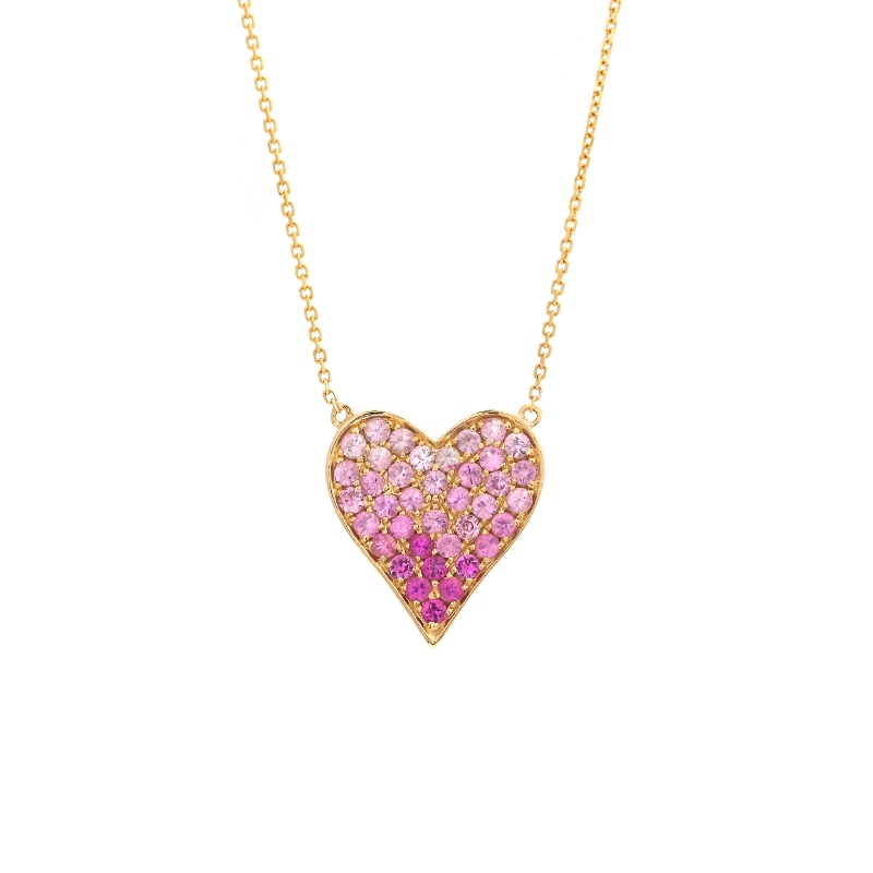 PINK SAPPHIRE HEART NECKLACE (14K)(16+2