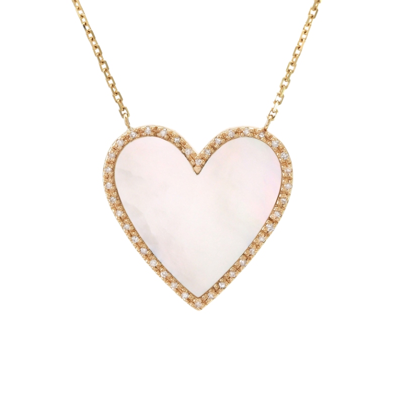 DIAMOND HEART W/ MOTHER OF PEARL NECKLACE (14K)