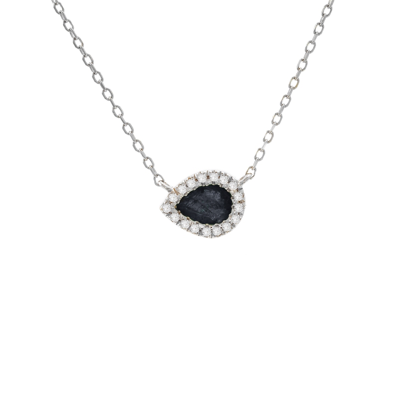 SAPPHIRE  WITH DIAMONDS NECKLACE (14K)16+