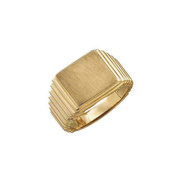 14K Yellow 14x13mm Square Signet Ring