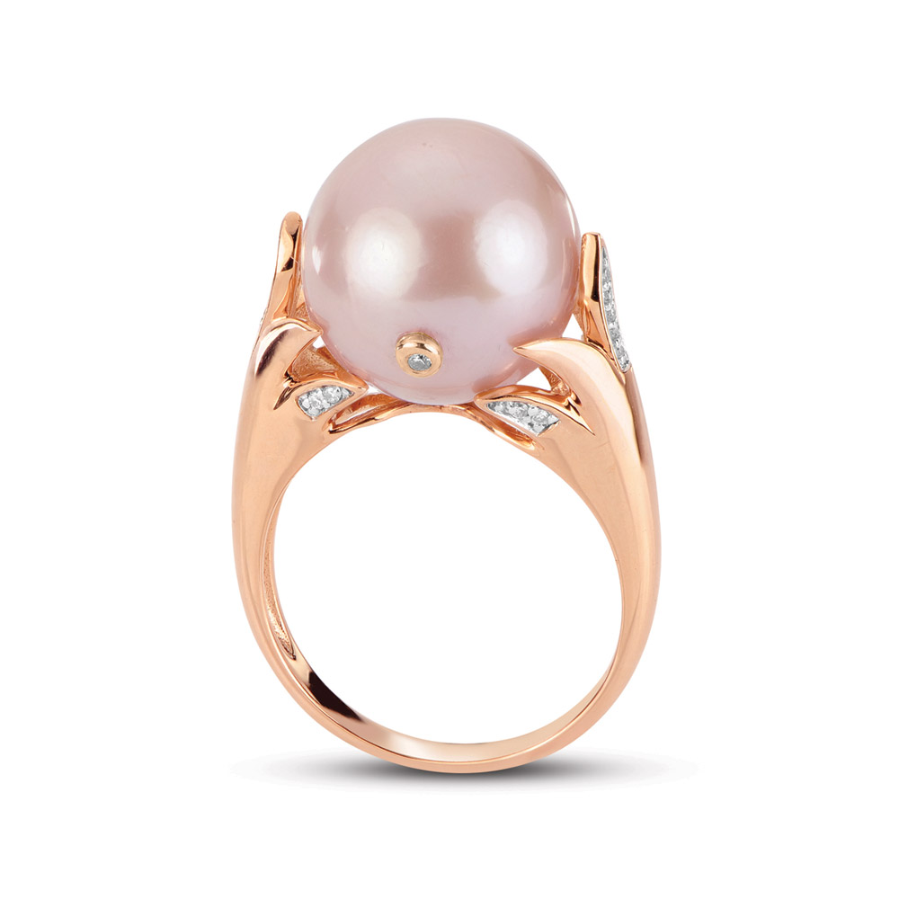 Pink Fresh Water Pearl and diamond Ring