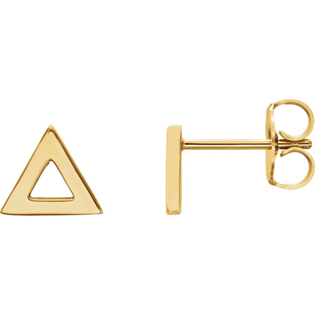 14K Yellow Triangle Earrings