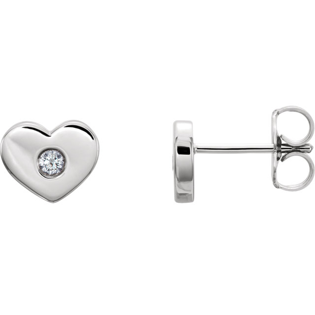 Sterling Silver .06 CTW Diamond Heart Earrings