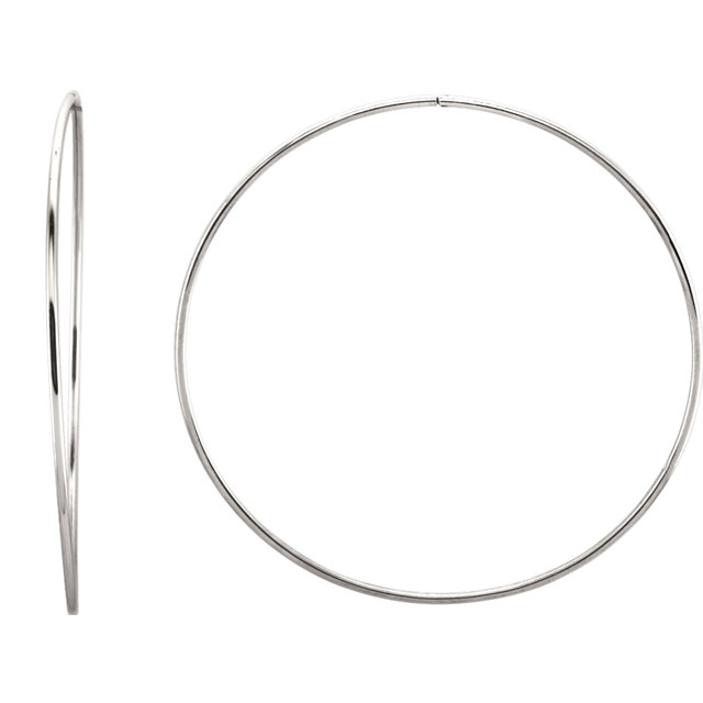 Sterling Silver 75mm Endless Hoop Tube Earrings