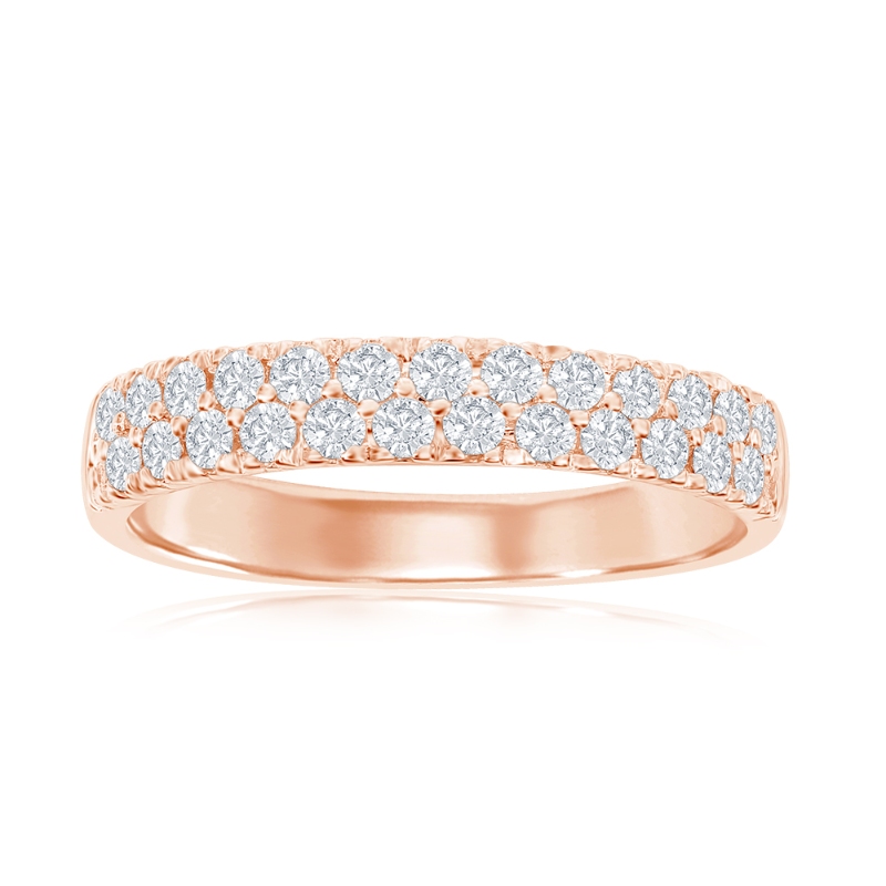 14K Rose Gold Two Row Pav&eacute; Diamond Band