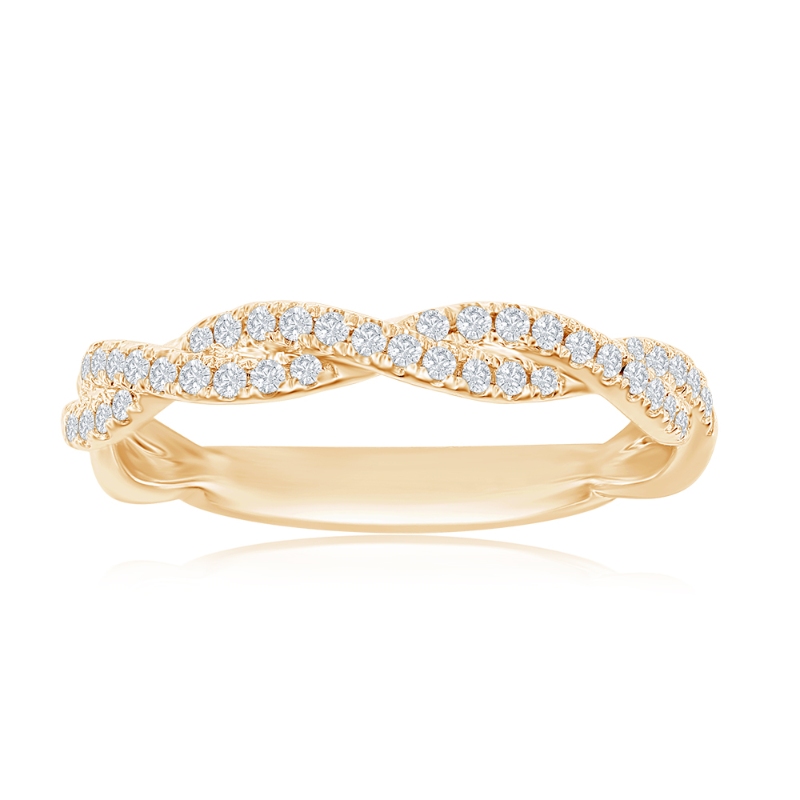 14K Yellow Gold Twist Diamond Band