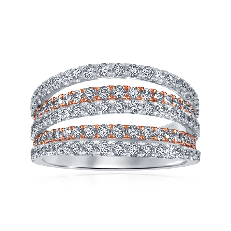 14K Two-Tone Layered Multi-Row Anniversary Band