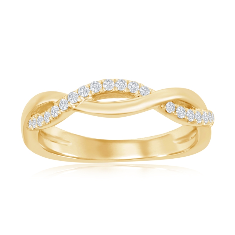 14K Yellow Gold Twist Diamond Band