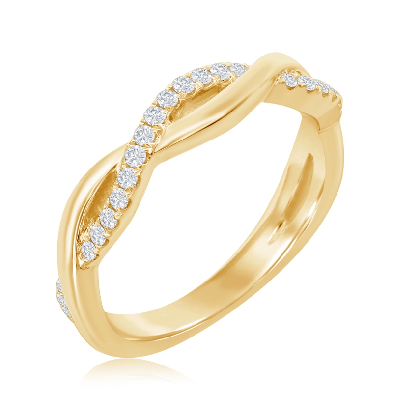 14K Yellow Gold Twist Diamond Band