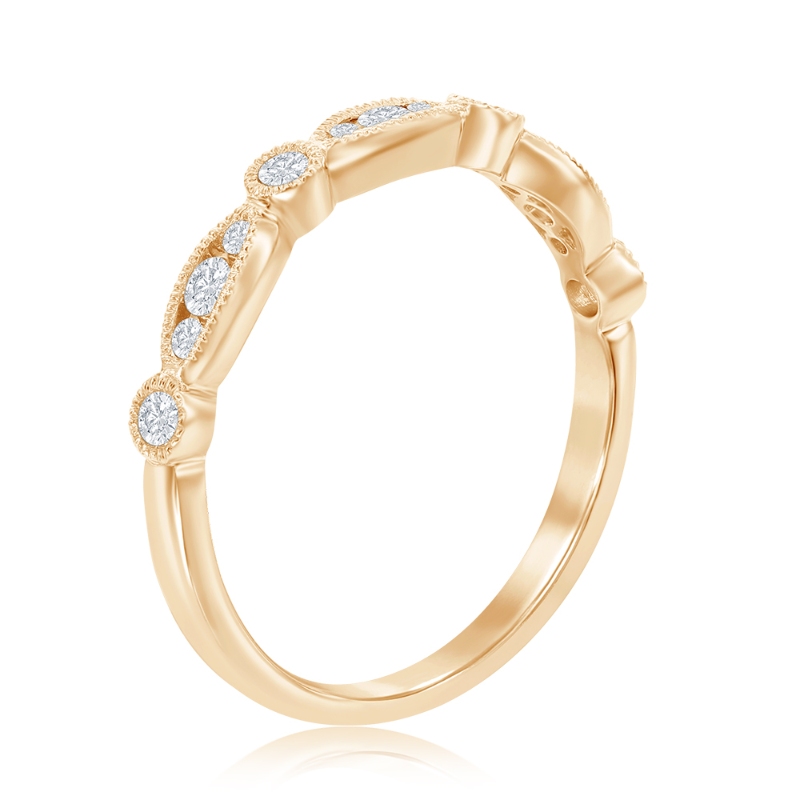 14K Yellow Gold Scalloped Diamond Band