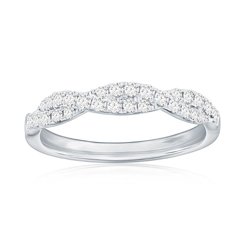 14K White Gold Twist Diamond Band