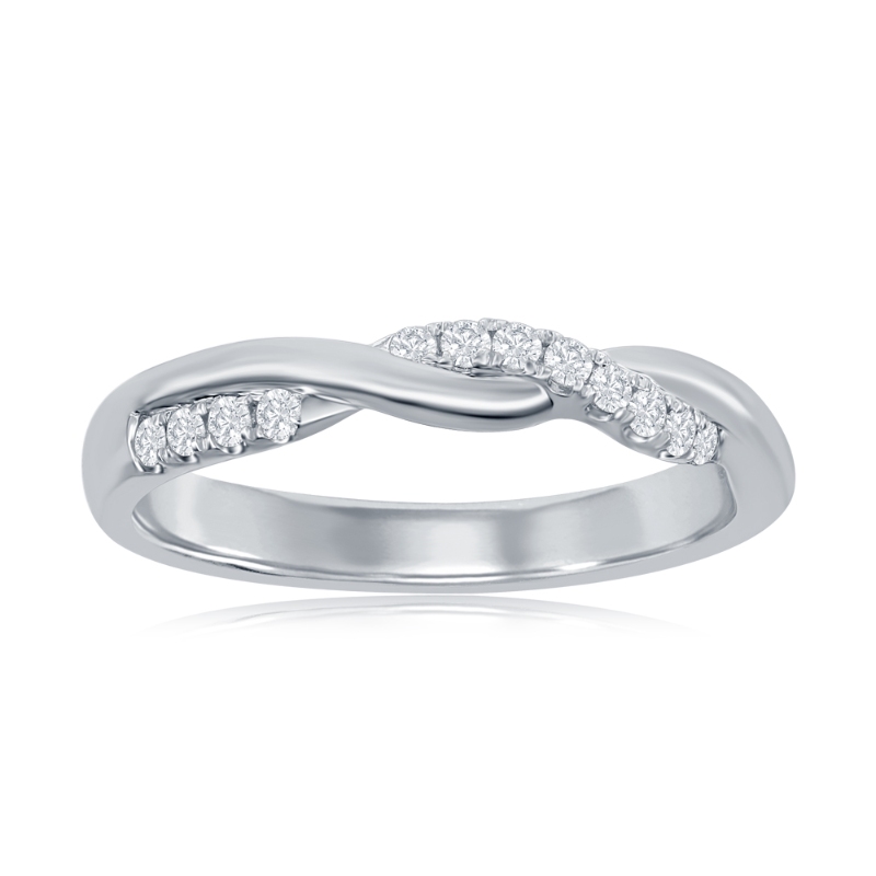 14K White Gold Twist Diamond Band