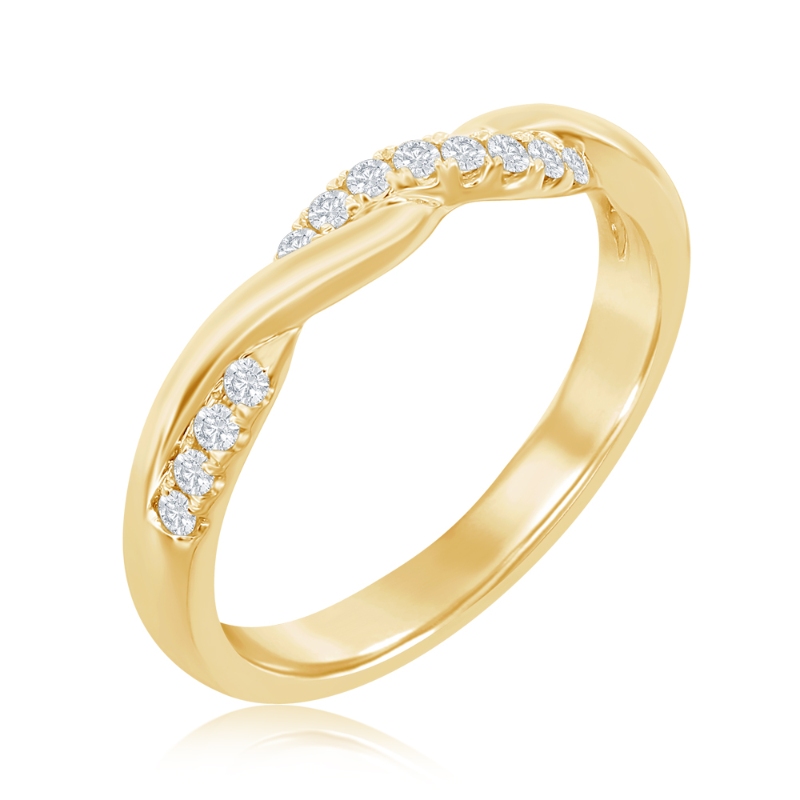 14K Yellow Gold Twist Diamond Band