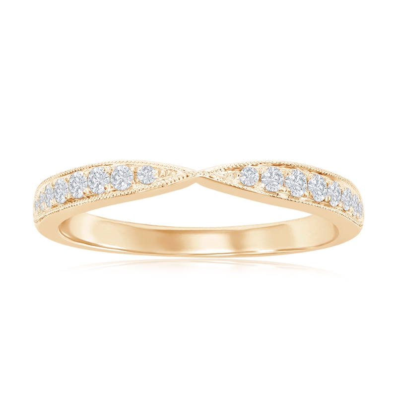 14K Yellow Gold Pinched Diamond Band