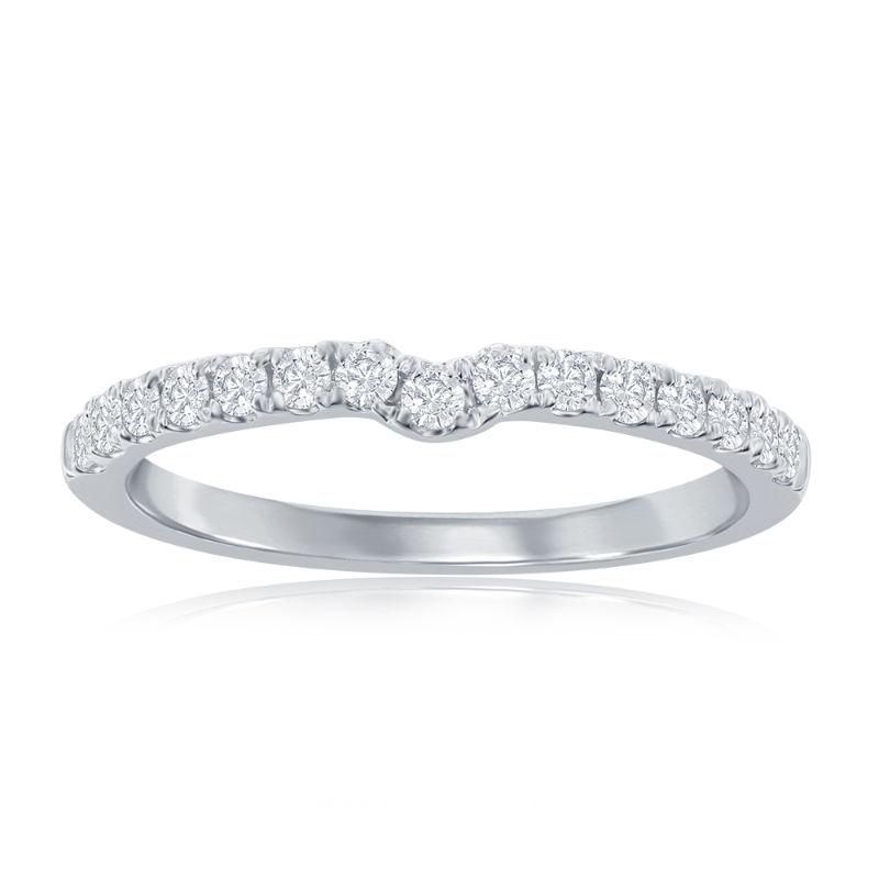 14K White Gold Curved Diamond Band