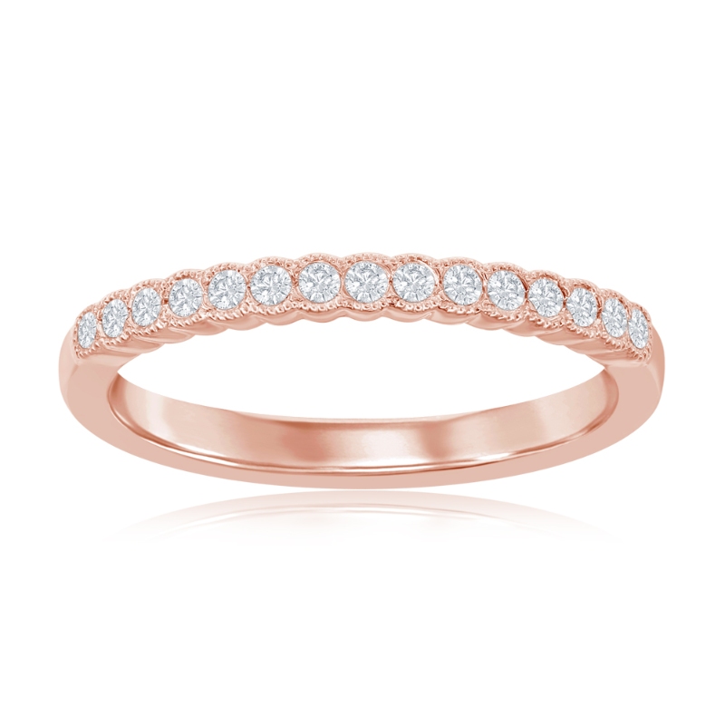 14K Rose Gold Miligrain Bezel Diamond Band