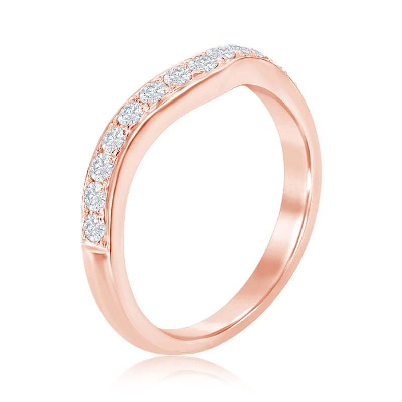 14K Rose Gold Curved Diamond Band