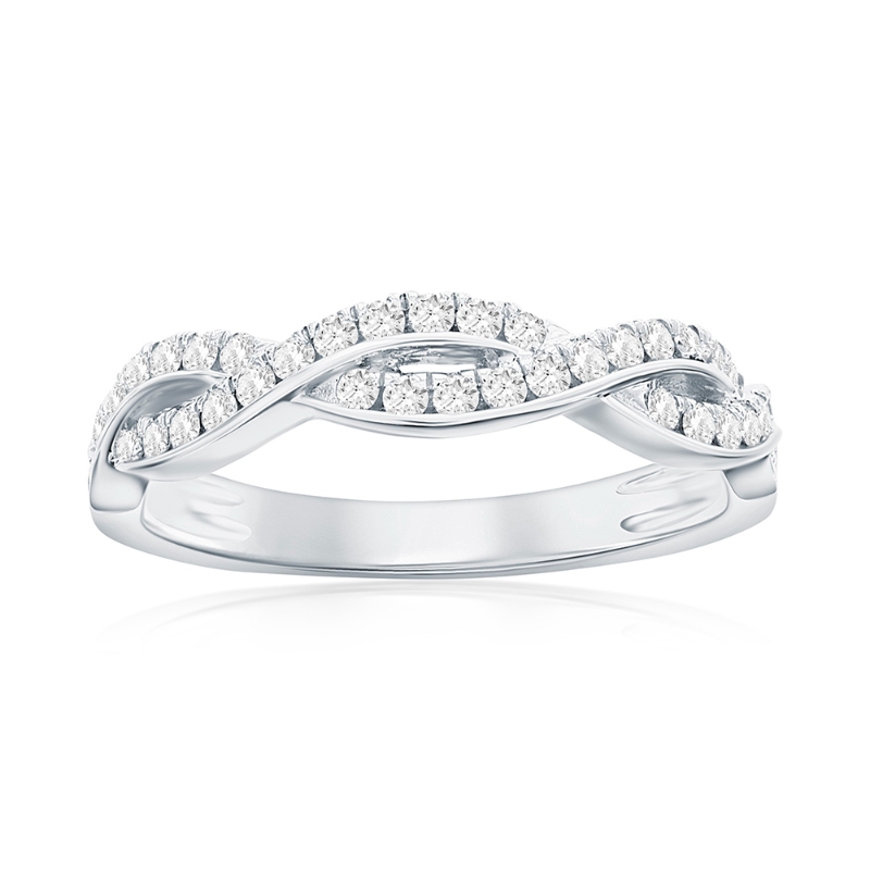 14K White Gold Twist Diamond Band