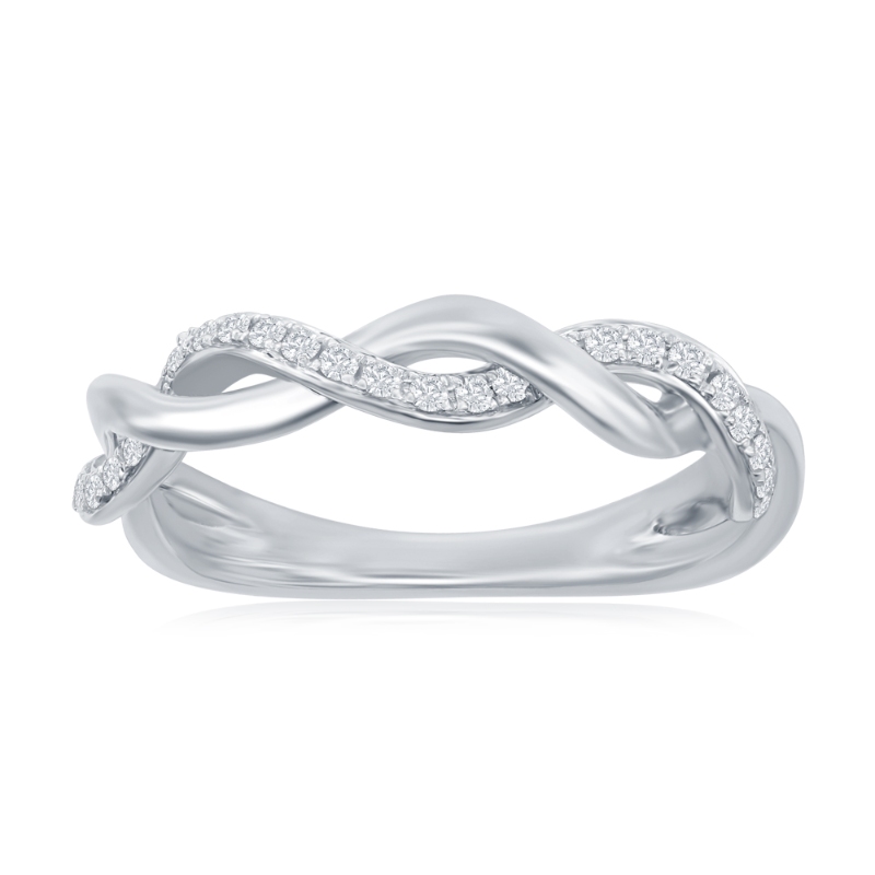 14K White Gold Twist Diamond Band
