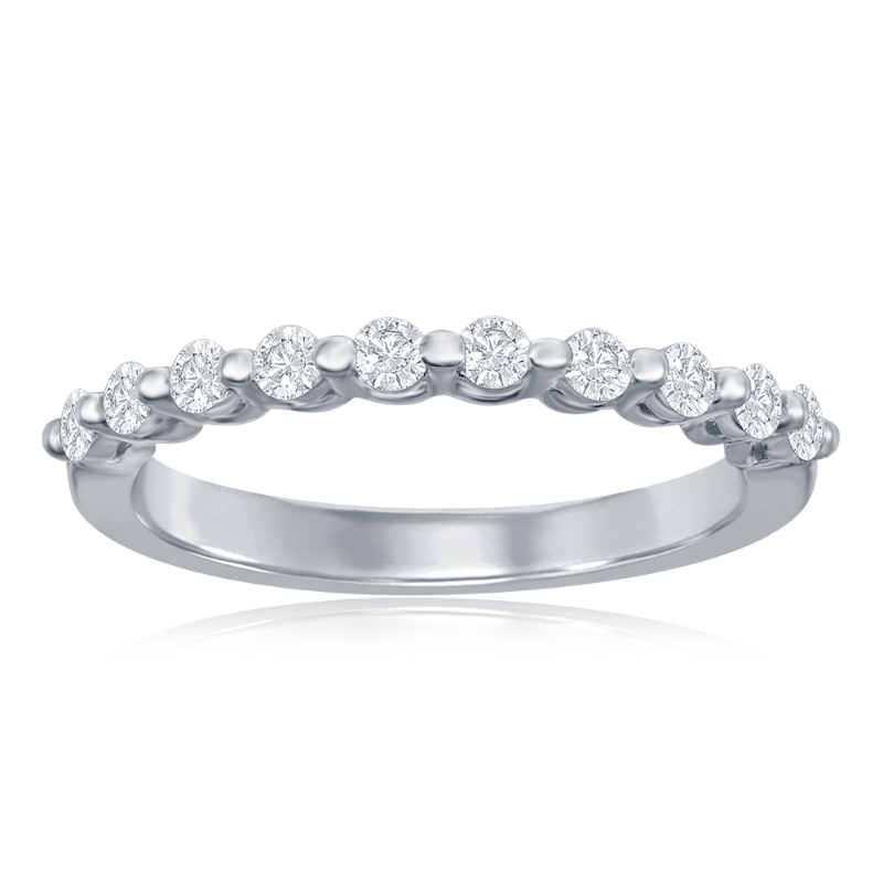 14K White Gold Single Shared Prong Diamond Band