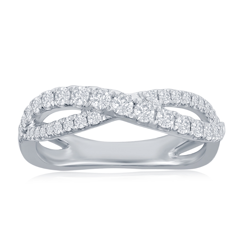 14K White Gold Crossover Diamond Band