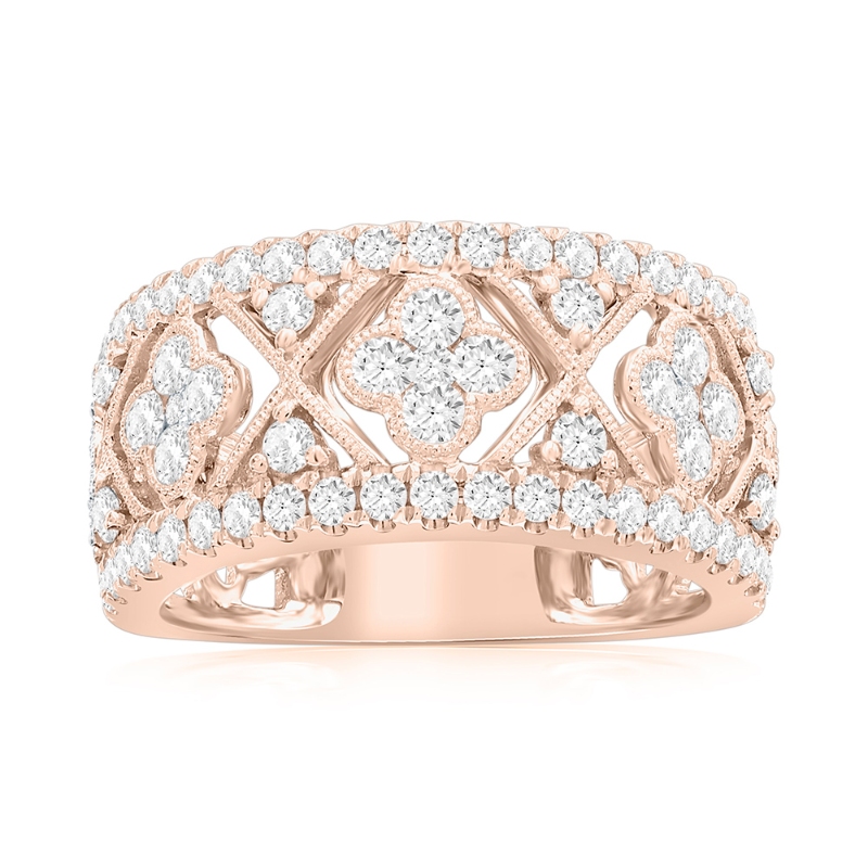 14K Rose Gold Vintage Inspired Miligrain Anniversary Band