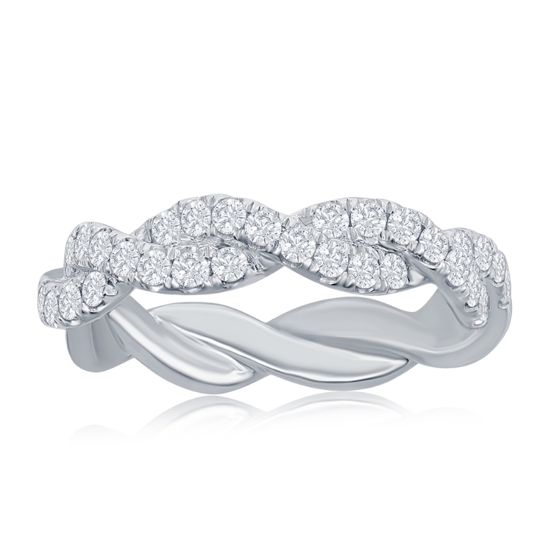 14K White Gold Twist Diamond Band
