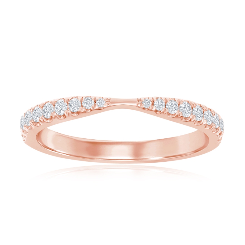 14K Rose Gold Pinched Diamond Band