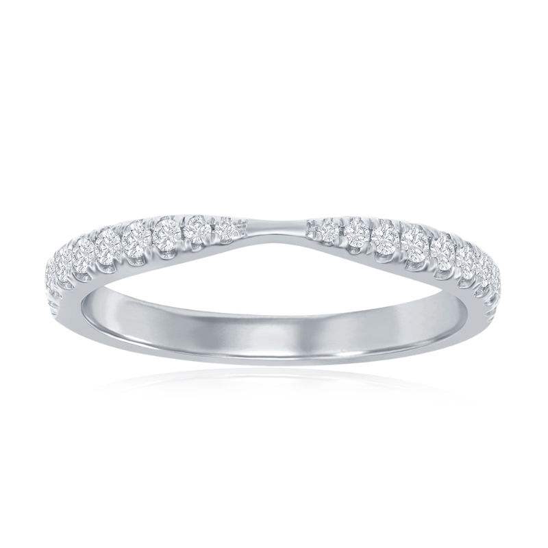 14K White Gold Pinched Diamond Band