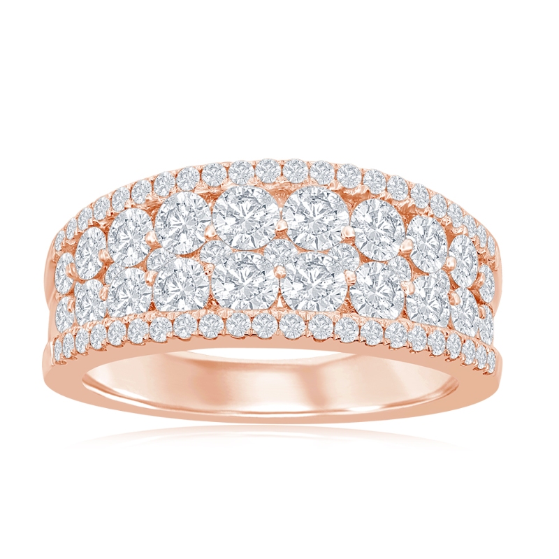 14K Rose Gold Multi-Row Pav&eacute; Anniversary Band