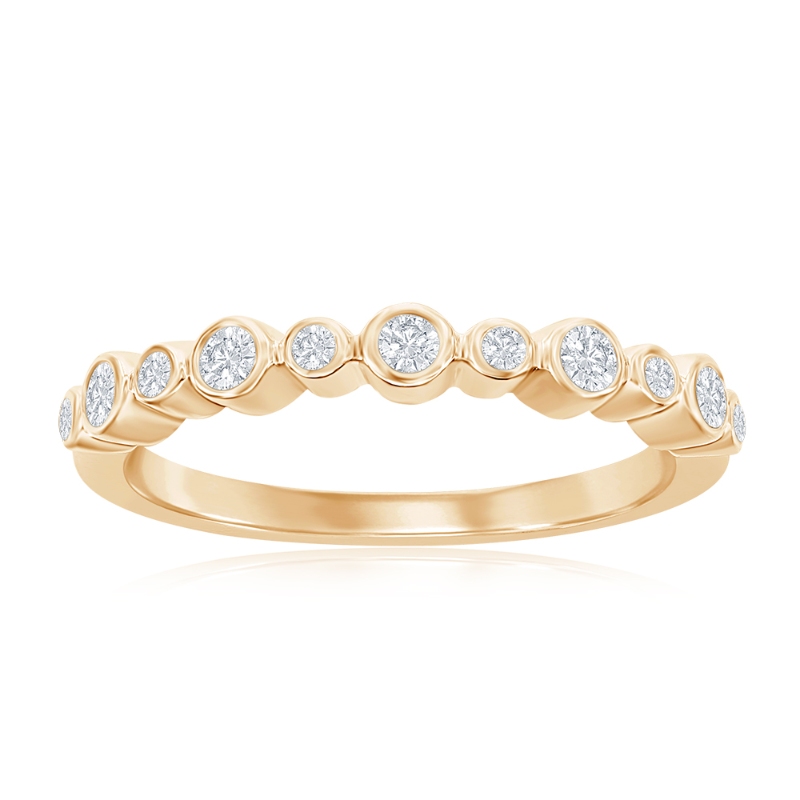 14K Yellow Gold Round Bezel Diamond Band
