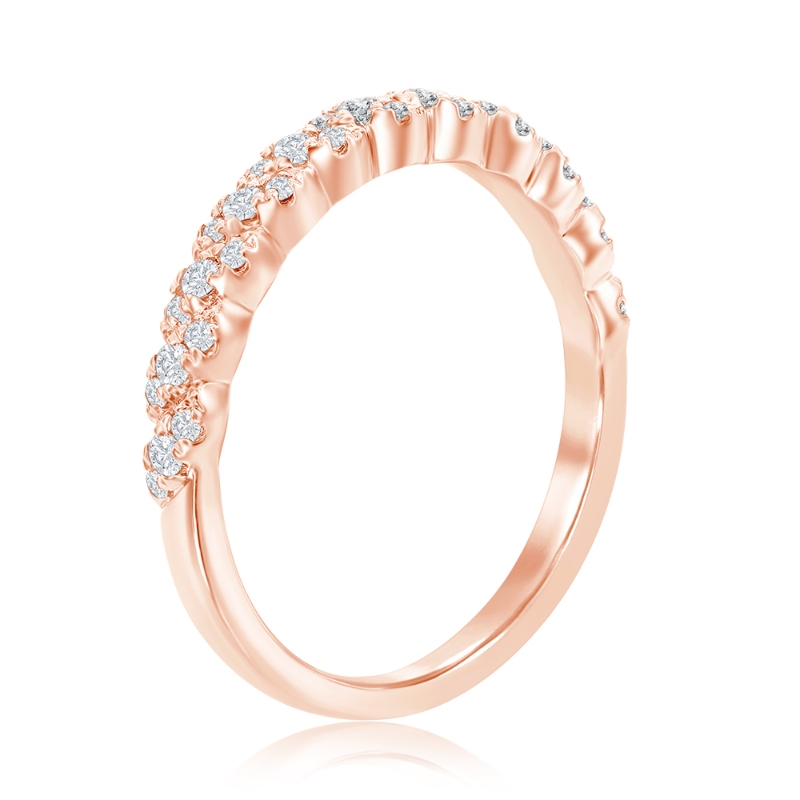 14K Rose Gold Spiral Diamond Band