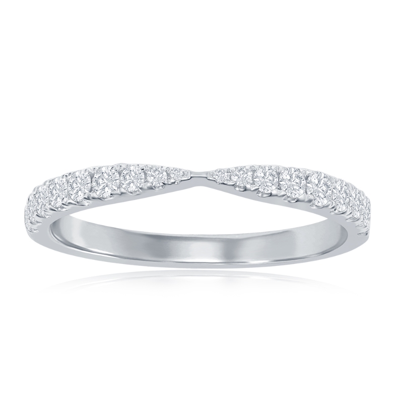 14K White Gold Pinched Diamond Band