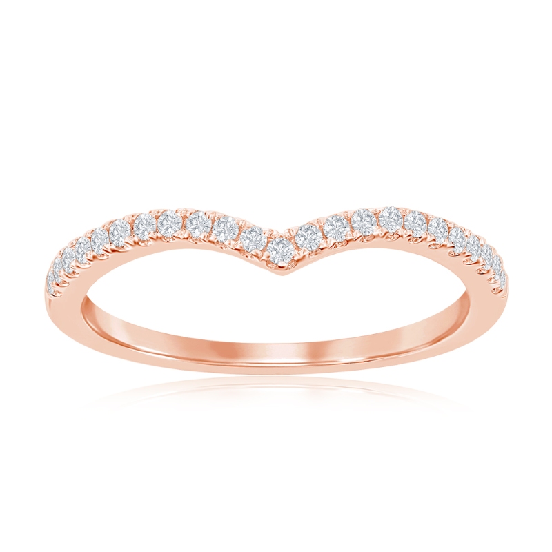 14K Rose Gold Curved Diamond Band