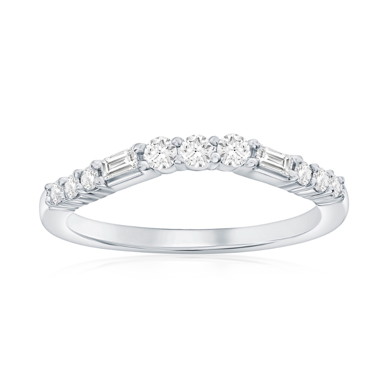 14K Rose Gold Curved Baguette Diamond Band