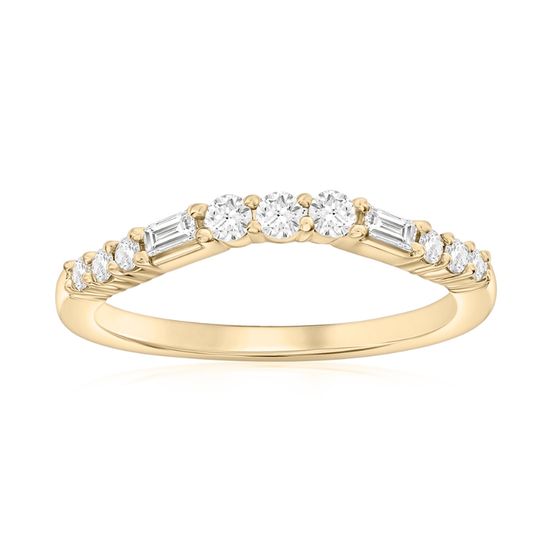 14K Rose Gold Curved Baguette Diamond Band