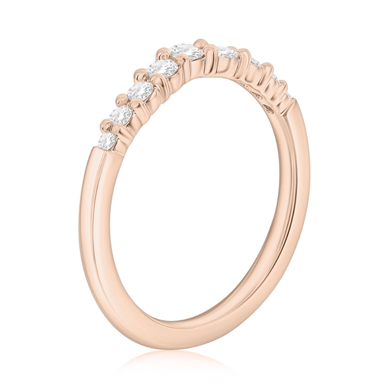 14K Rose Gold Curved Diamond Band